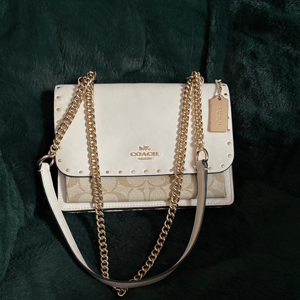 Coach Cream and Tan Crossbody Bag
